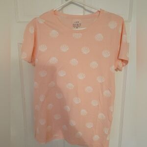 J. Crew Peach Shell Print Short Sleeve Tee